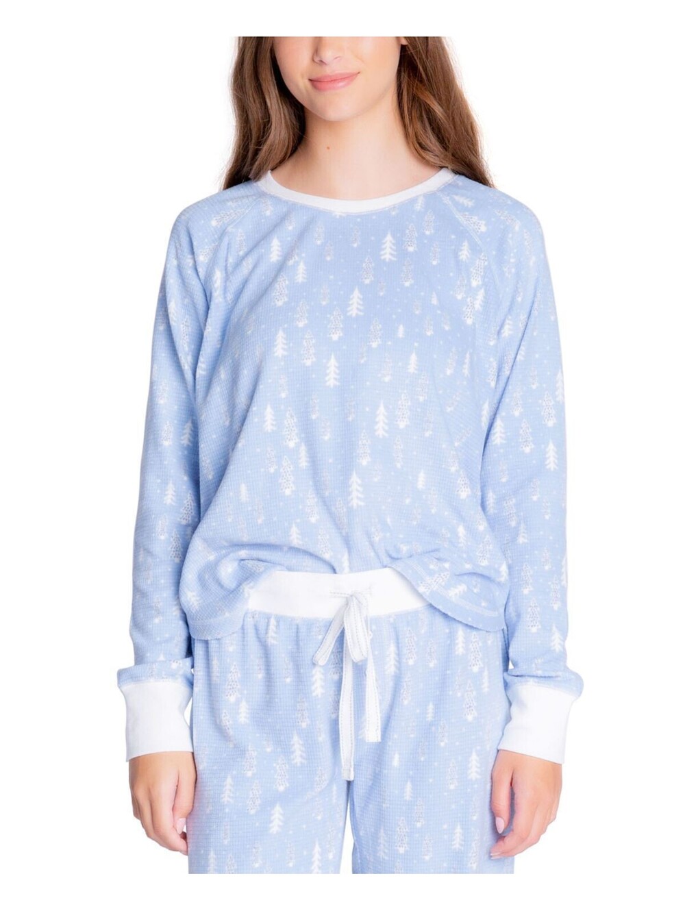 Insomniax Womens Printed Long Sleeve Pajama Top Only 1-Piece Sky blue Size S